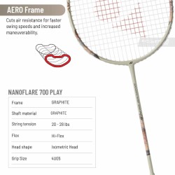 YONEX Nanoflare 700 Play Badminton Racquet (Light Beige, Strung)
