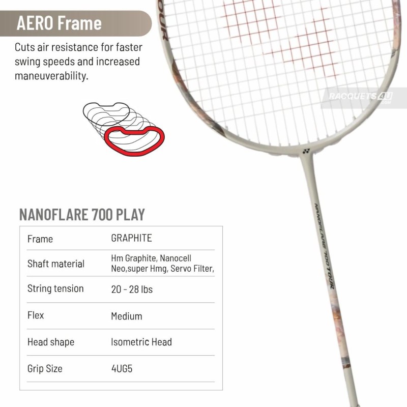 YONEX Nanoflare 700 Tour Badminton Racquet (Light Beige, Unstrung)