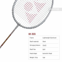 YONEX GR 303I Badminton Racquet (Strung, Silver)