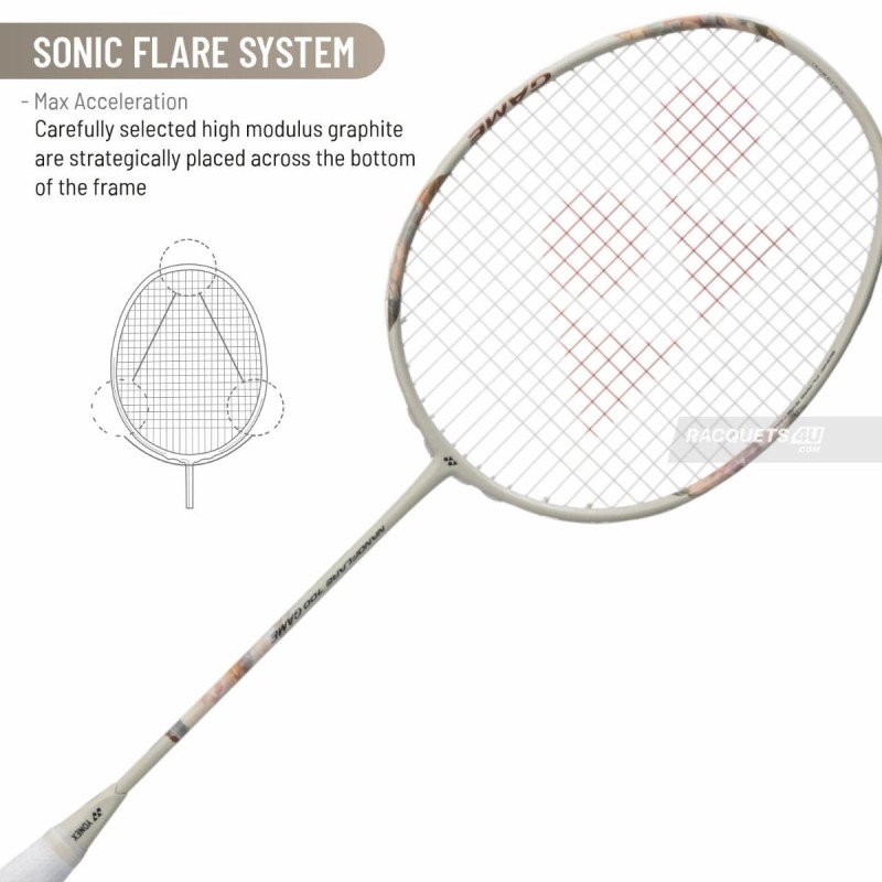 YONEX Nanoflare 700 Game Badminton Racquet (Strung, Light Beige)
