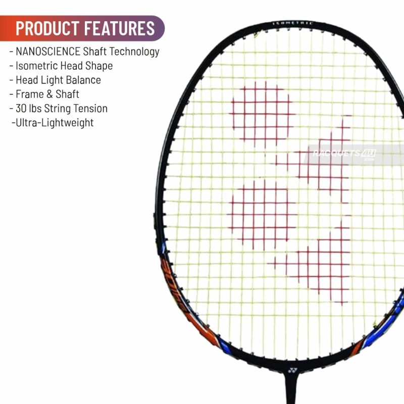 Yonex Nanoray Light 18i Badminton Racquet (Strung, Black)